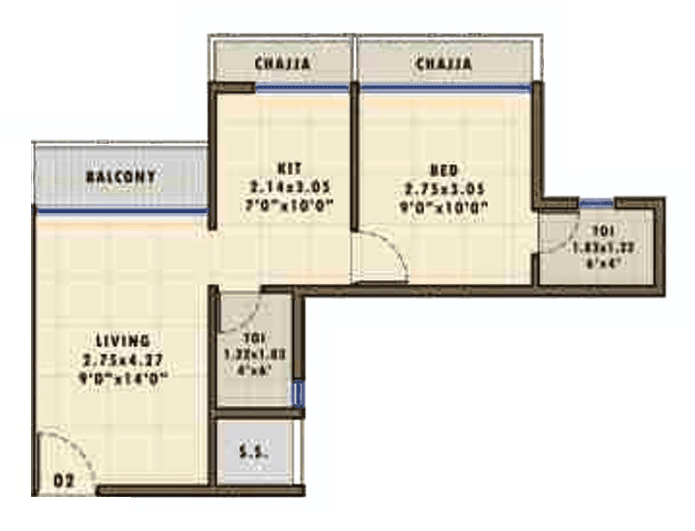 Neelkanth Dham Unit plan - 460 sq.ft.