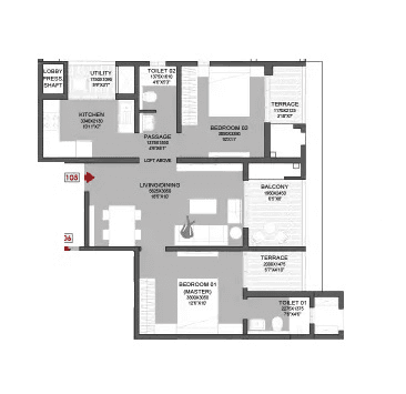 Godrej Hill Retreat Unit plan - 766 sq.ft.