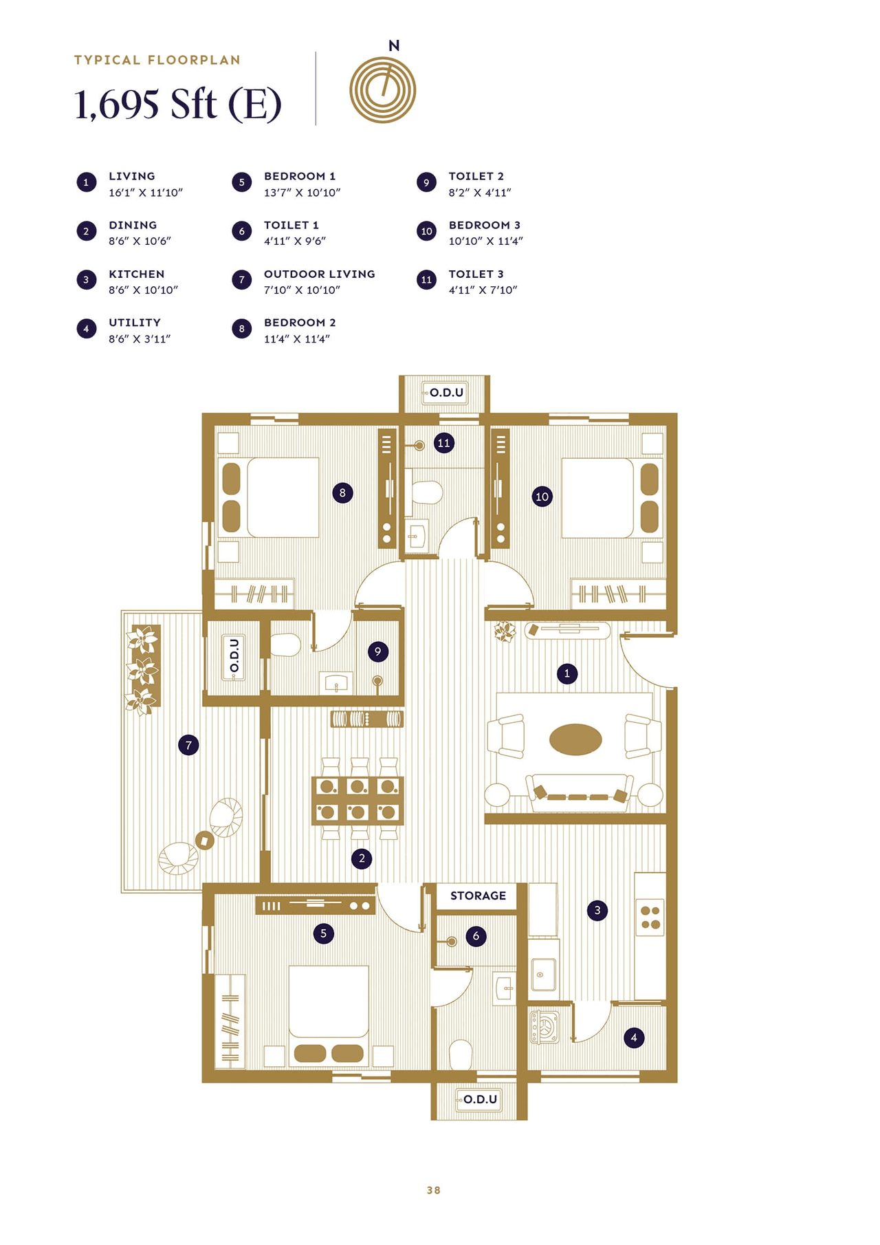 Unit plan - 1050 sq.ft.