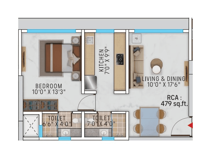 Kamla Arunkamal Unit plan - 479 sq.ft.