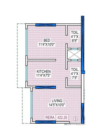 Panchnaad Anantham Unit plan - 422 sq.ft.