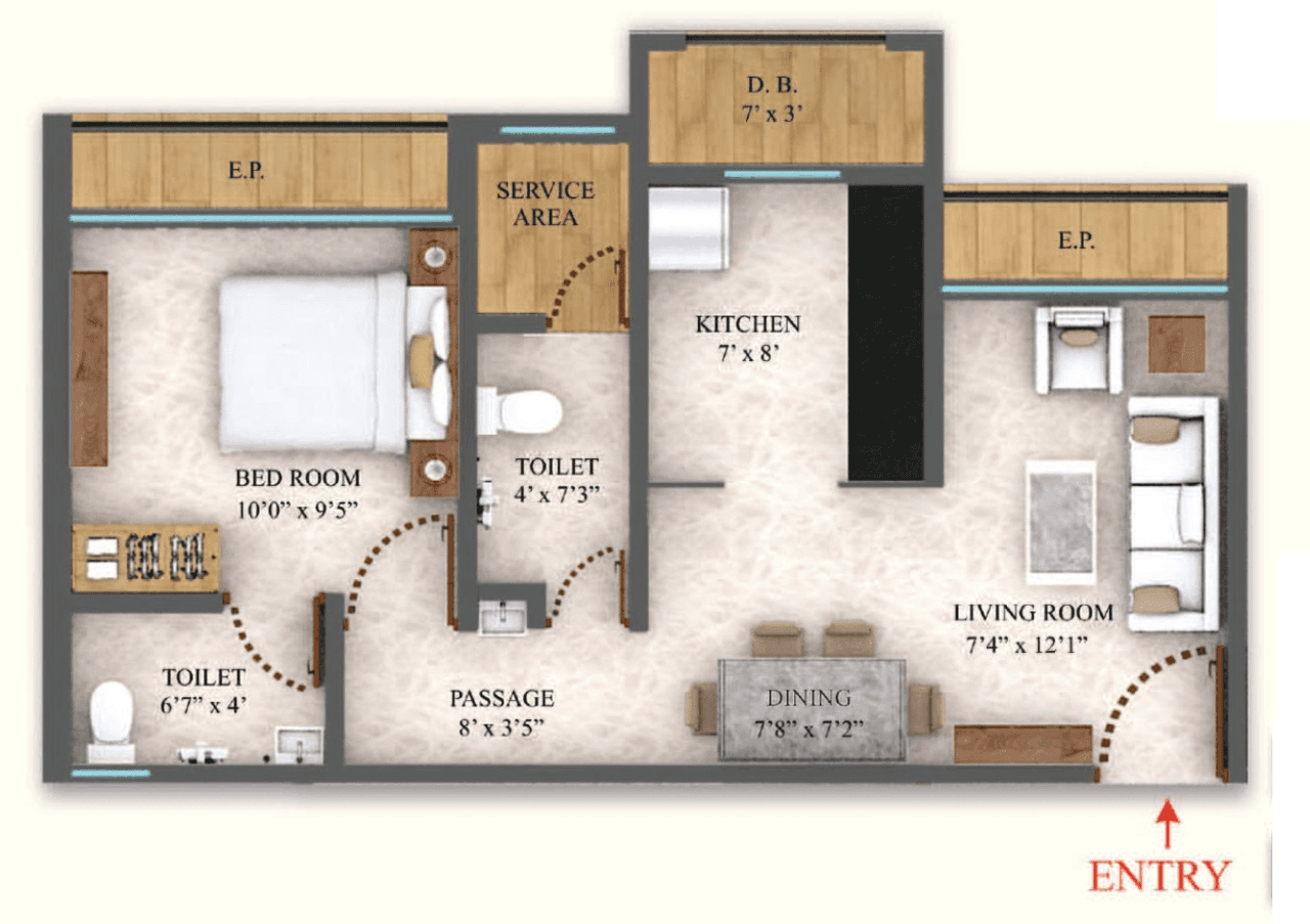 Unit plan - 445 sq.ft.