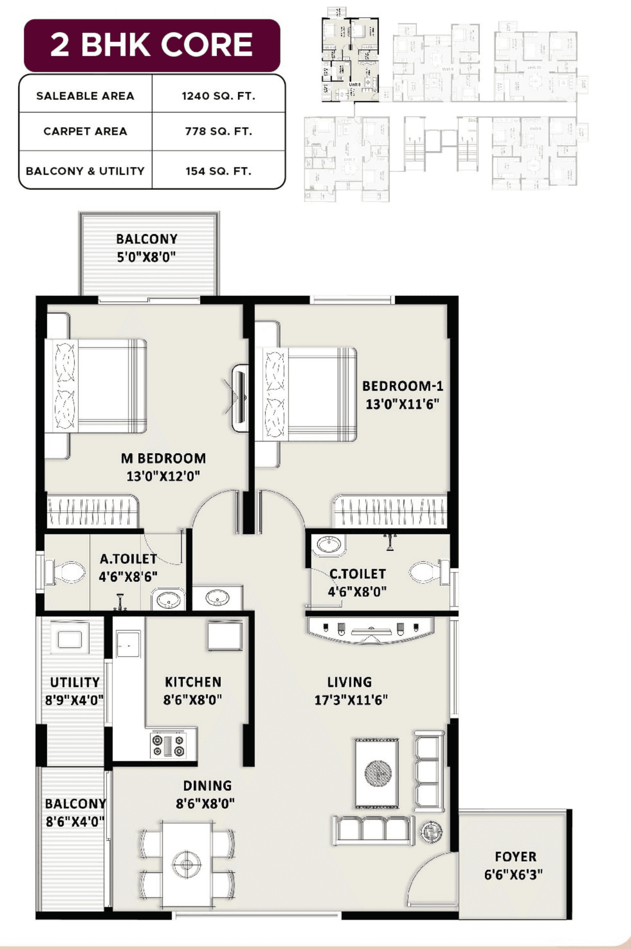 Unit plan - 778 sq.ft.