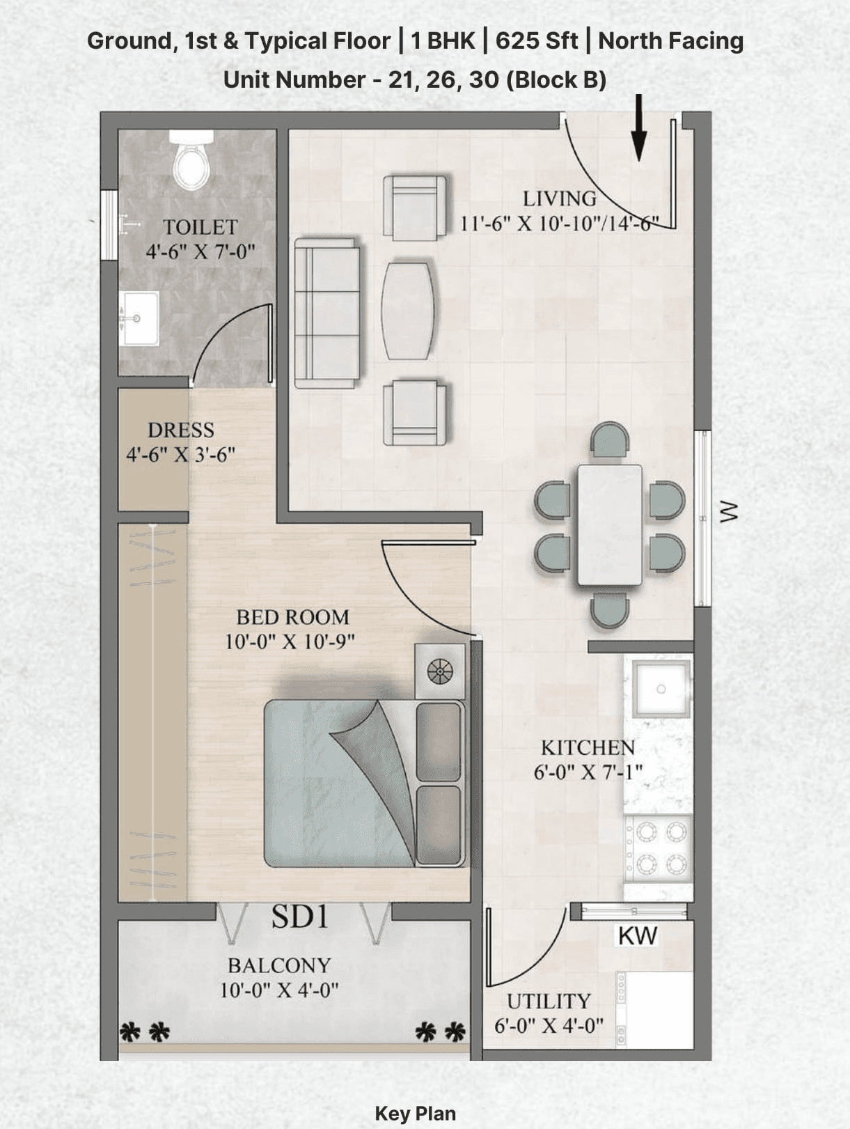 Sanvi Impact Aero Gardens Unit plan - 437 sq.ft.