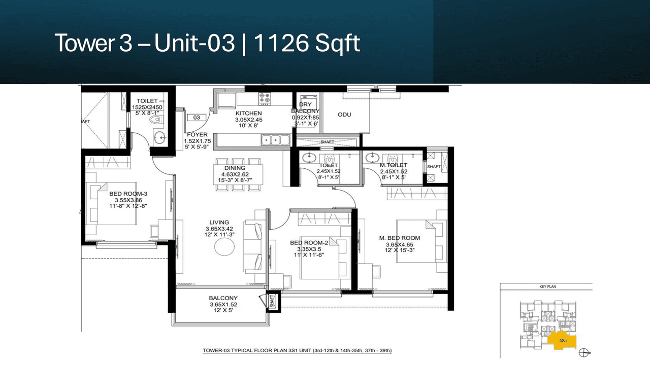 DLF West Park Unit plan - 1126 sq.ft.