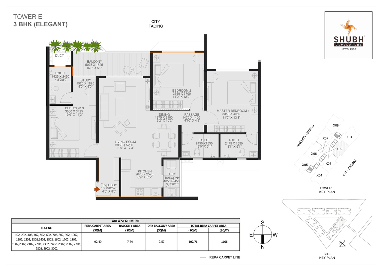 Unit plan - 1106 sq.ft.