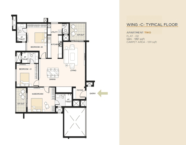 Unit plan - 1393 sq.ft.
