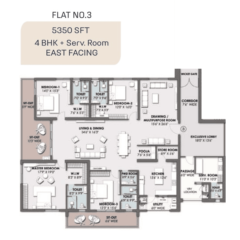 Vamsiram Newmark Unit plan - 4012 sq.ft.