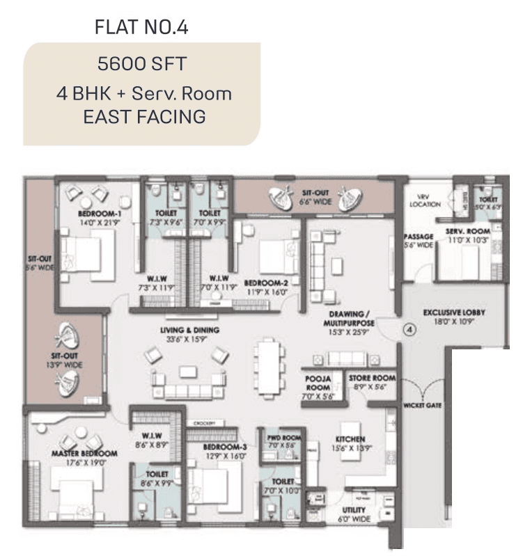 Vamsiram Newmark Unit plan - 4200 sq.ft.