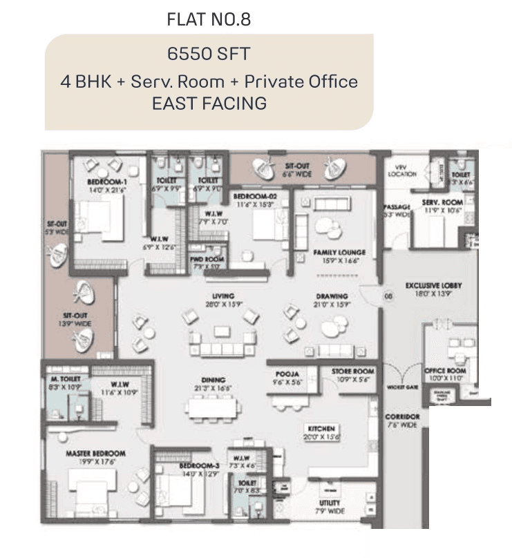 Vamsiram Newmark Unit plan - 4913 sq.ft.