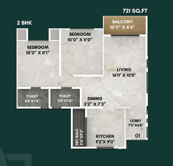 Unit plan - 721 sq.ft.