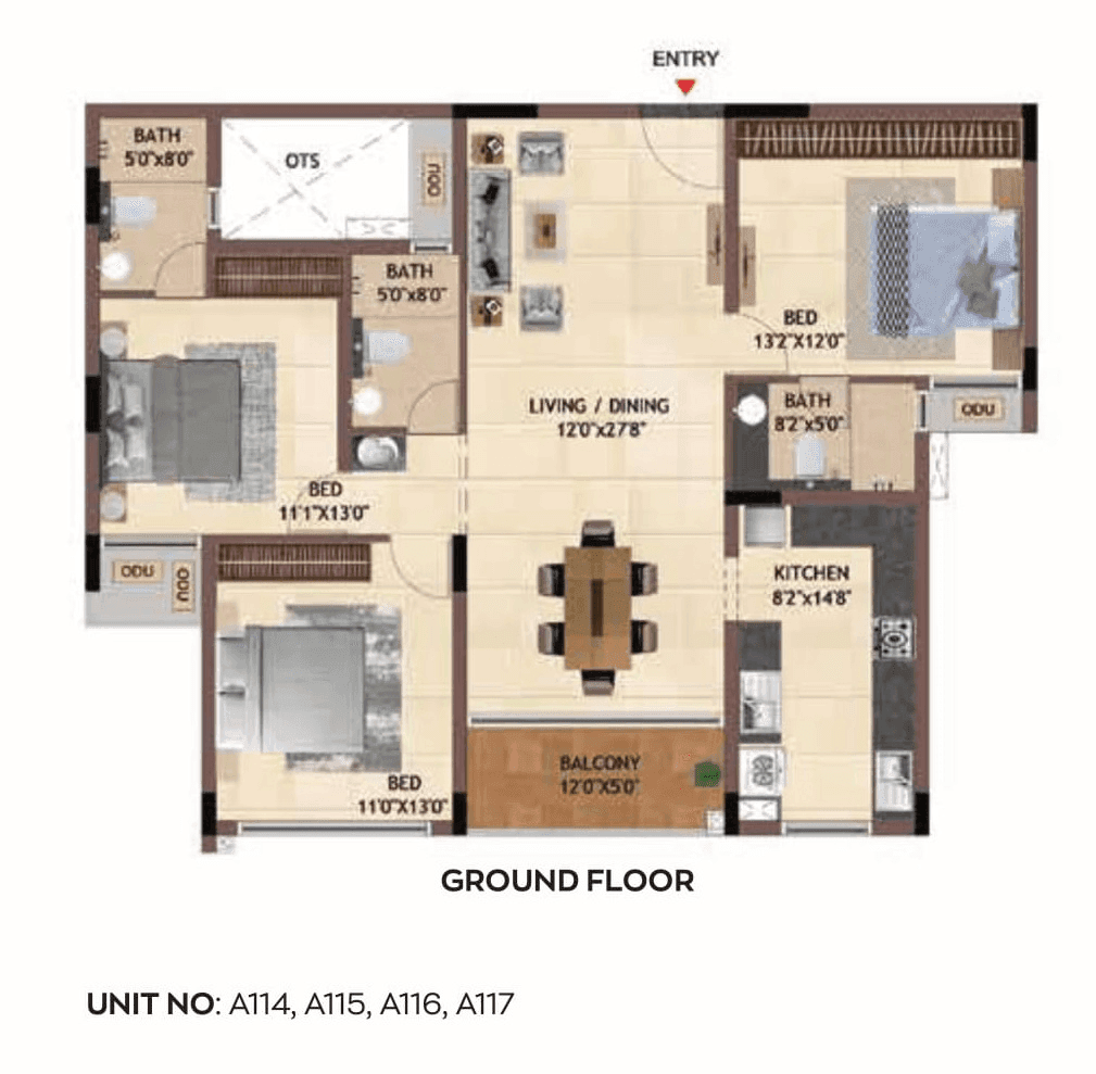 Unit plan - 1091 sq.ft.