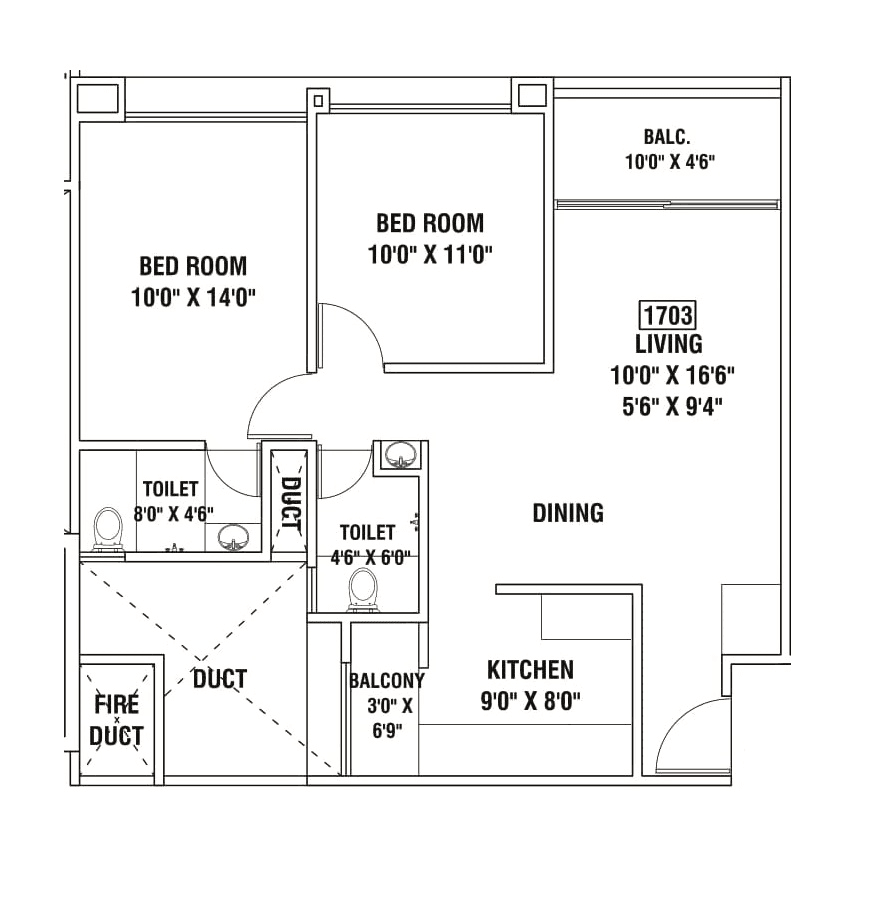 Siddhi The Landmark Unit plan - 765 sq.ft.