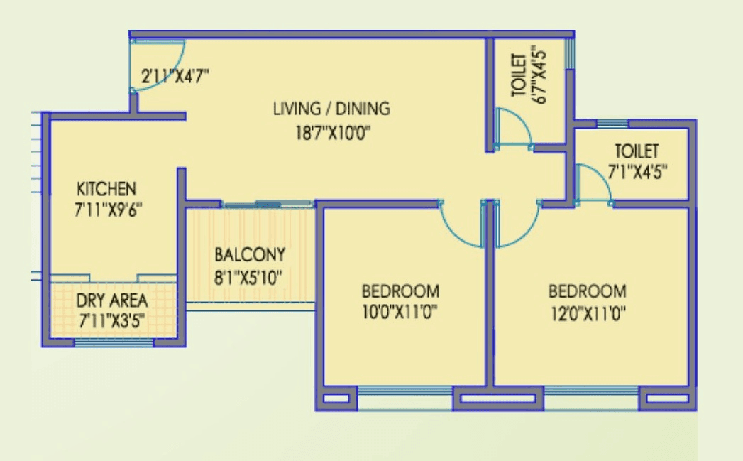 Unit plan - 722 sq.ft.