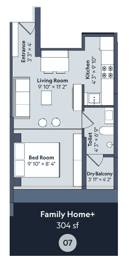 Marathon Nexworld Phase 1 Unit plan - 304 sq.ft.