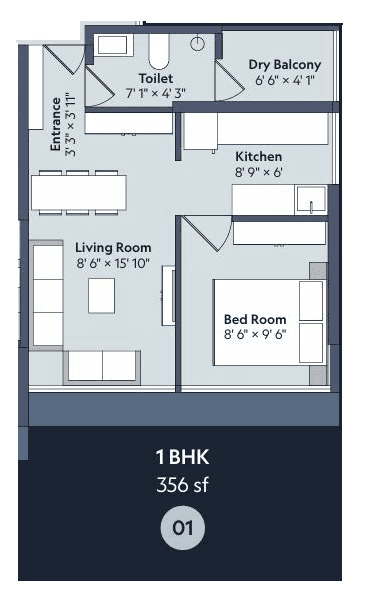Unit plan - 356 sq.ft.