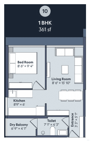 Unit plan - 361 sq.ft.