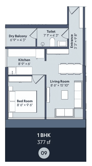 Unit plan - 377 sq.ft.
