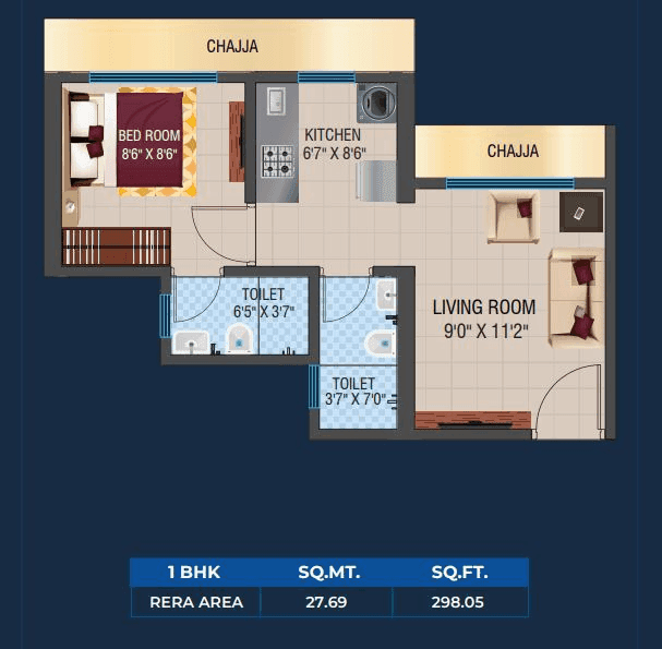 Vihang Marina Unit plan - 298 sq.ft.