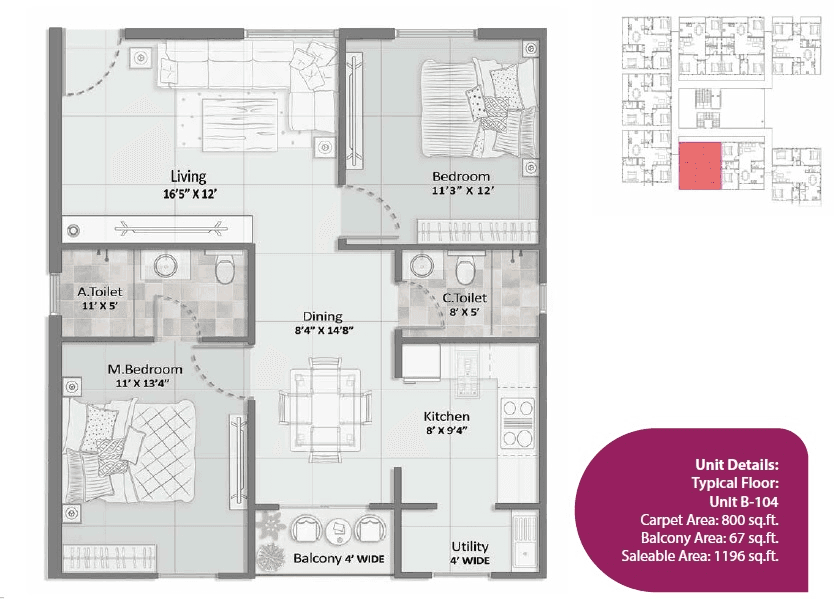 Unit plan - 861 sq.ft.