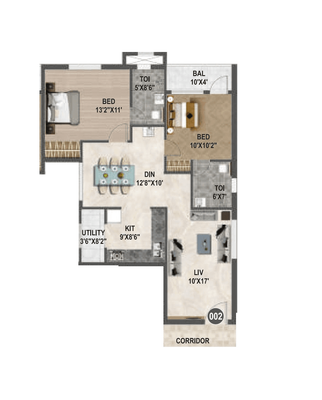 Unit plan - 812 sq.ft.