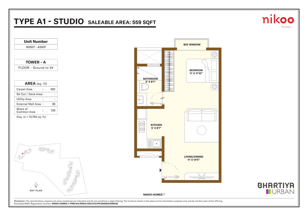 Bhartiya Garden Estate Unit plan - 382 sq.ft.
