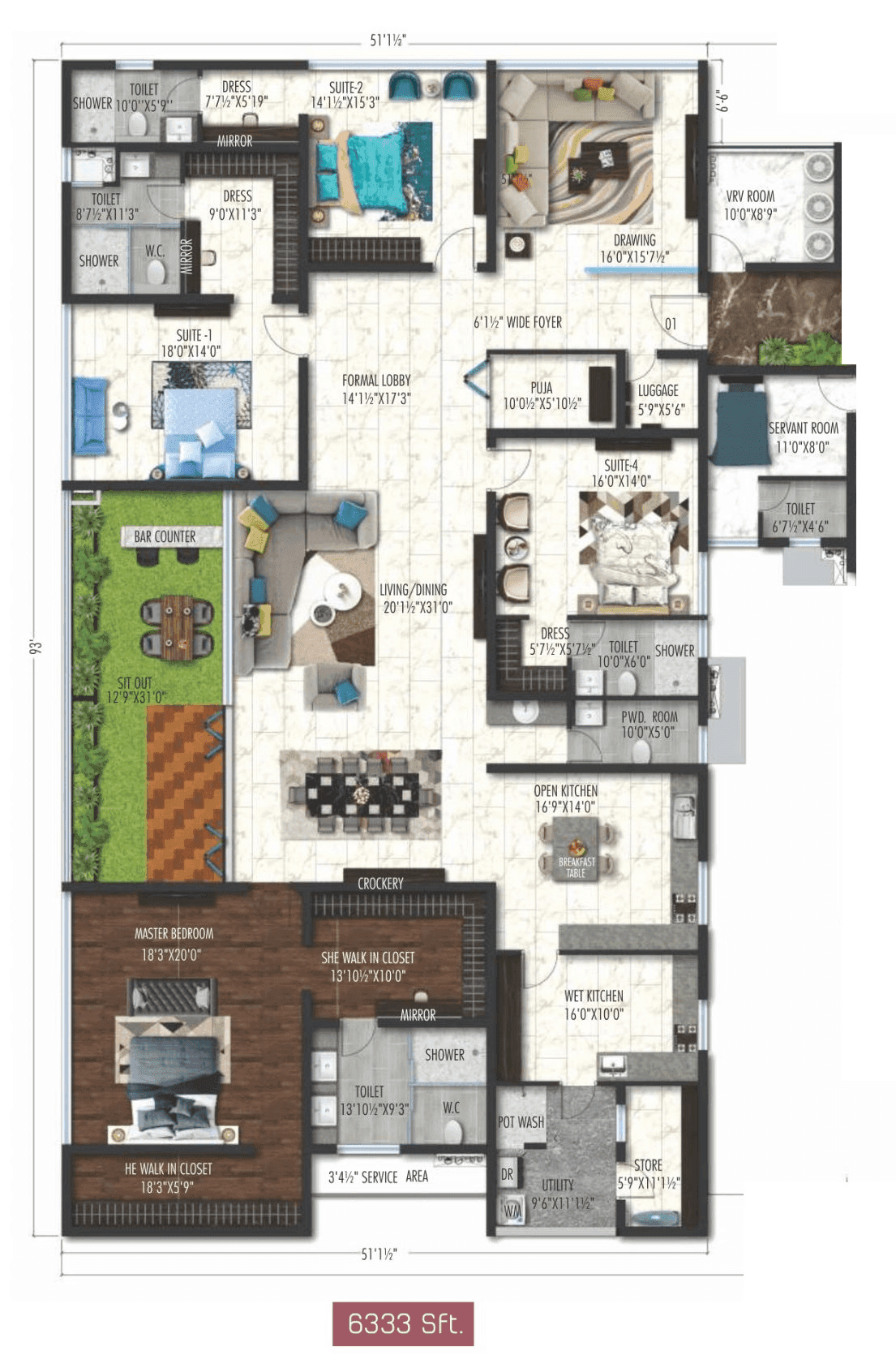 Fortune Sonthalia Sky Villas Unit plan - 4624 sq.ft.