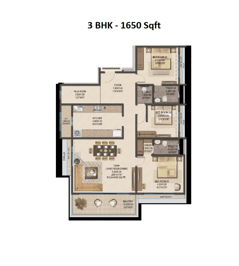 Unit plan - 1650 sq.ft.
