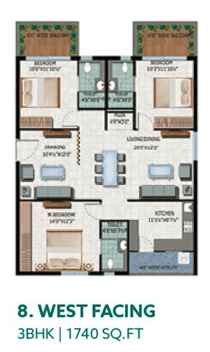 Hirize Elysia Unit plan - 1253 sq.ft.