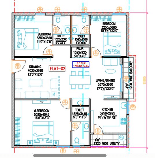 Hirize Elysia Unit plan - 1278 sq.ft.
