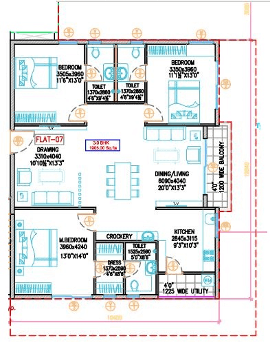 Hirize Elysia Unit plan - 1372 sq.ft.
