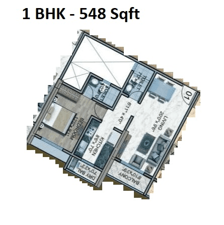 Sanghvi S3 EcoCity Sky Green Unit plan - 548 sq.ft.