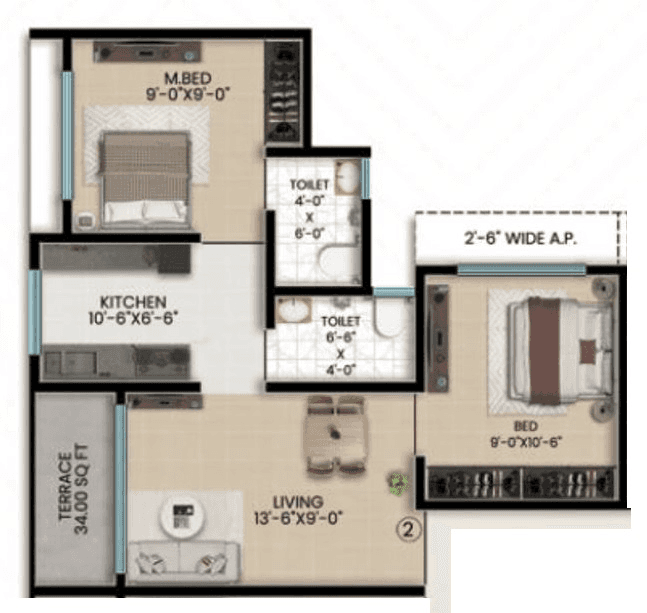 Unit plan - 514 sq.ft.