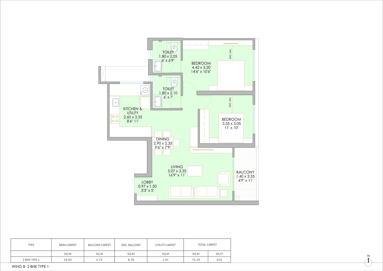 Unit plan - 810 sq.ft.