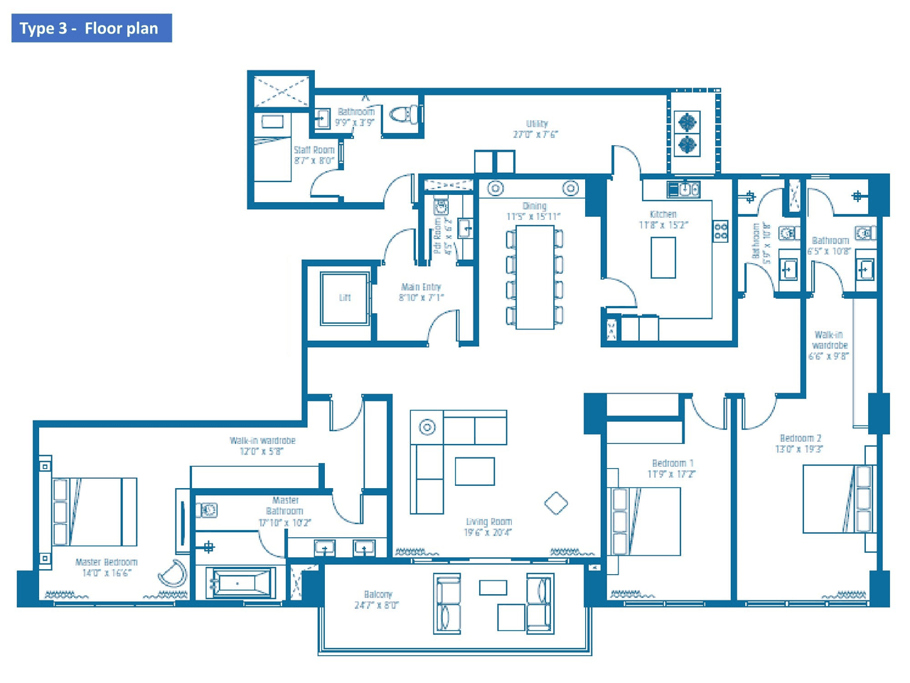 Embassy Lake Terraces Unit plan - 2508 sq.ft.