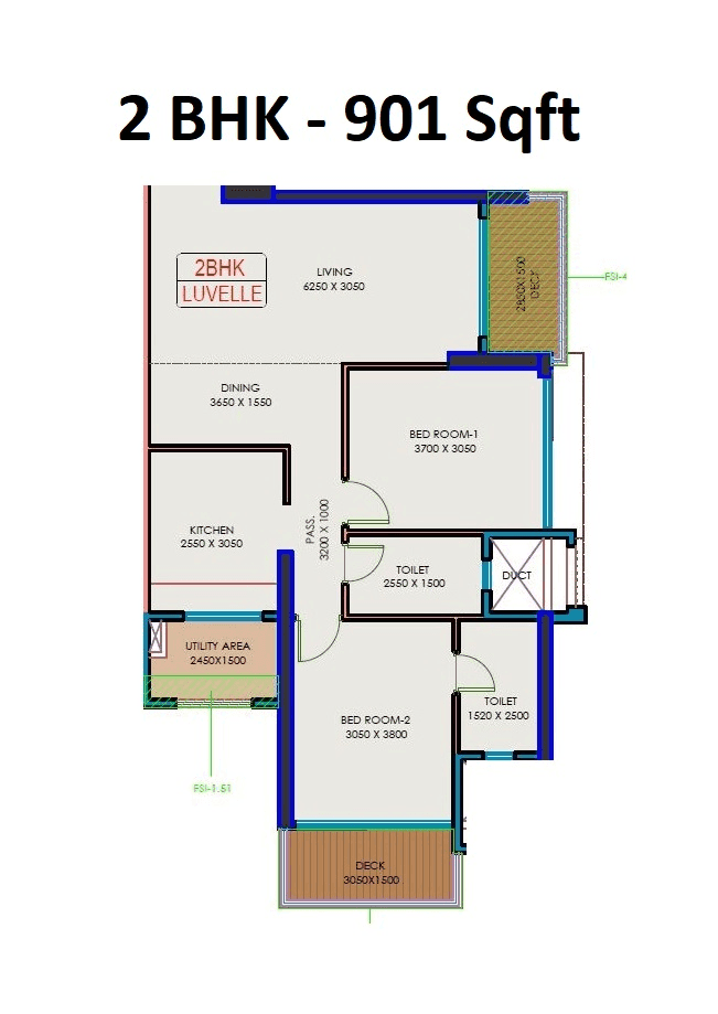 Fortune Florence Unit plan - 901 sq.ft.