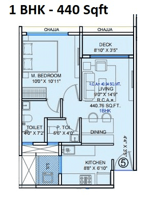 Baluwala Aviara Unit plan - 440 sq.ft.