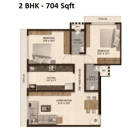 Unit plan - 704 sq.ft.