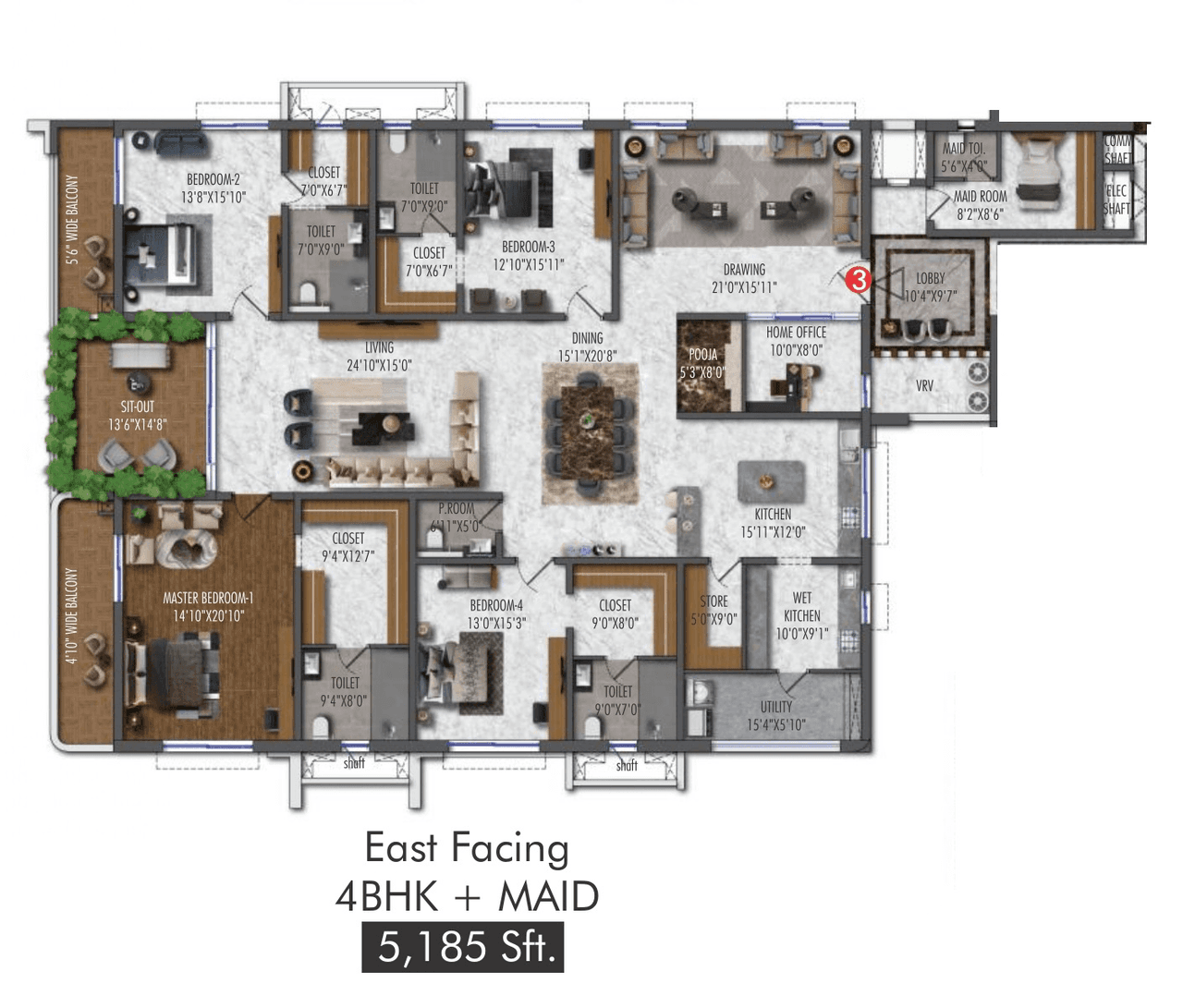 SSI The Marquise Unit plan - 3733 sq.ft.
