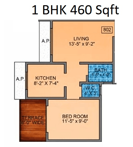 Tharwani Vedant Nakshatra Unit plan - 460 sq.ft.