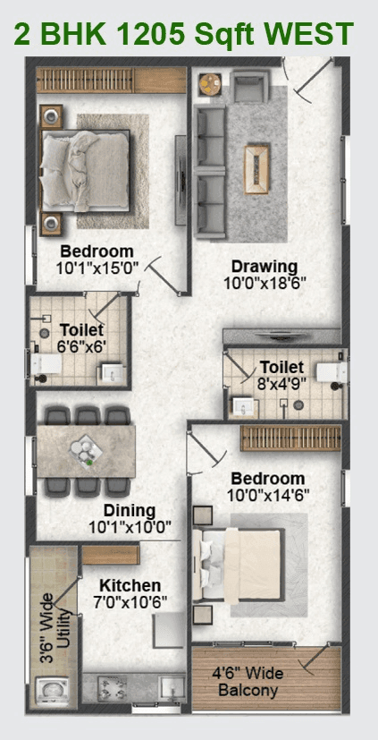 Unit plan - 964 sq.ft.