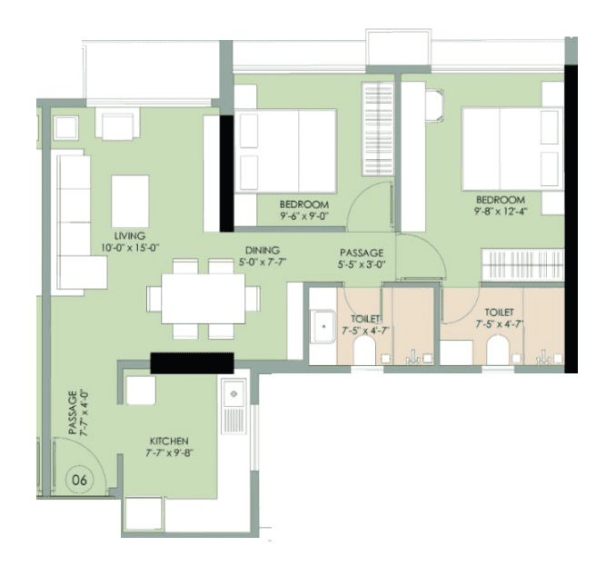 Drushti Sapphire Unit plan - 607 sq.ft.