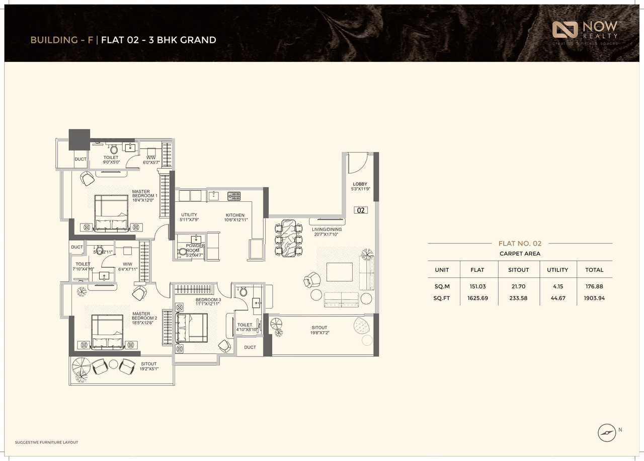 Kolte Patil 24k Sereno Unit plan - 1904 sq.ft.