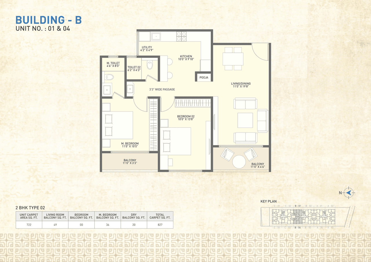 Unit plan - 827 sq.ft.