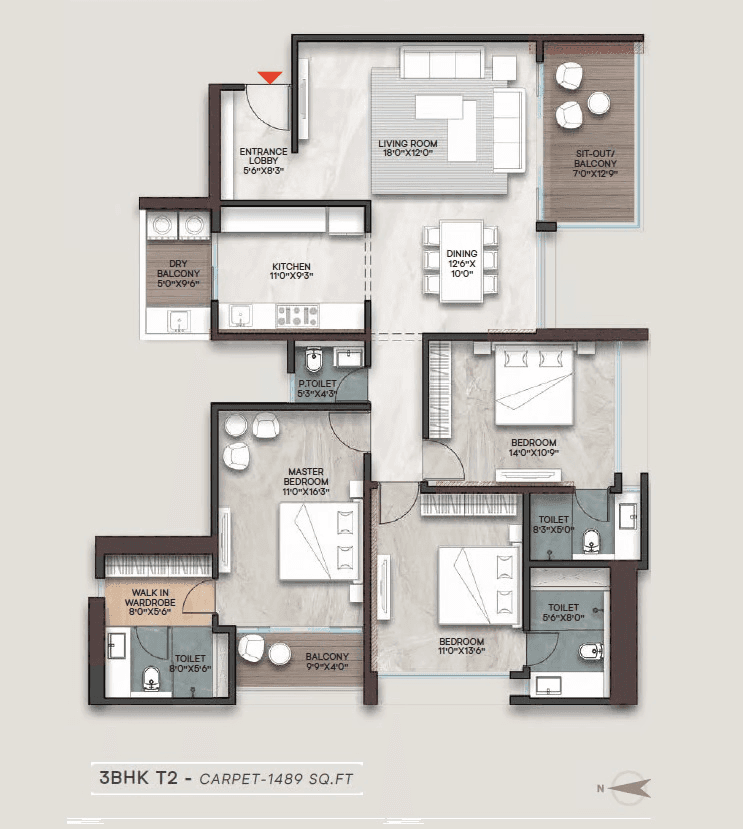 ANP Privado Unit plan - 1489 sq.ft.