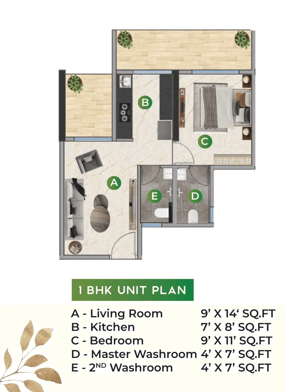 Unit plan - 510 sq.ft.