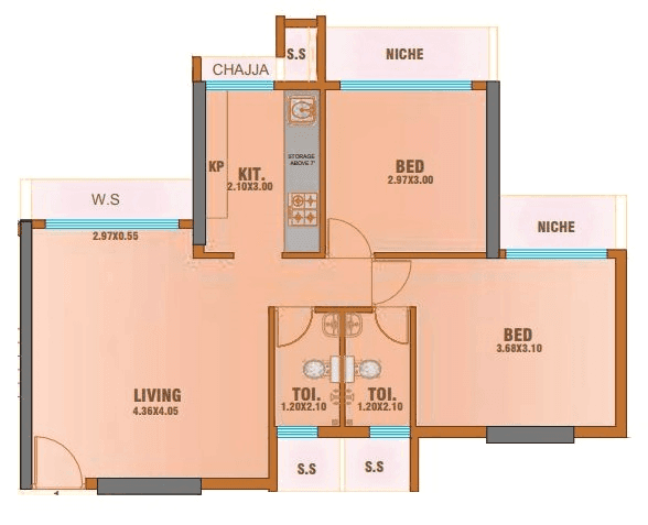 Balaji Symphony Unit plan - 674 sq.ft.
