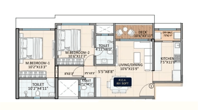 Unit plan - 801 sq.ft.