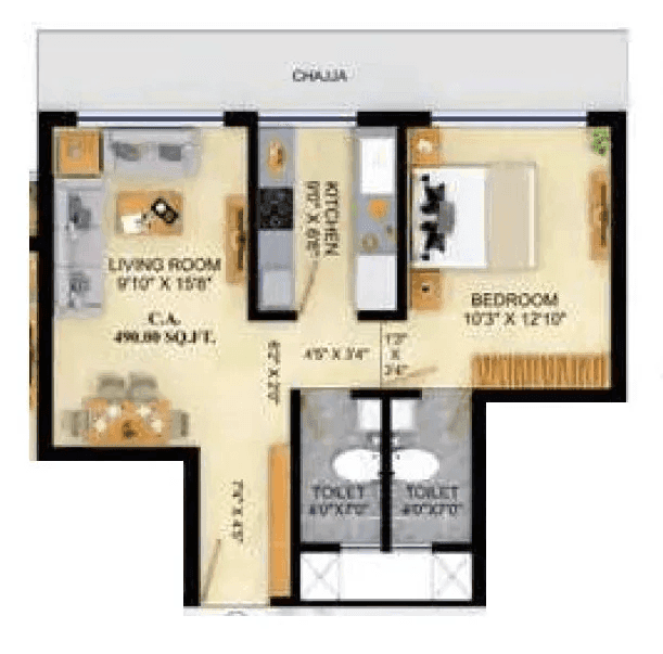 Artha Arthaya Unit plan - 490 sq.ft.