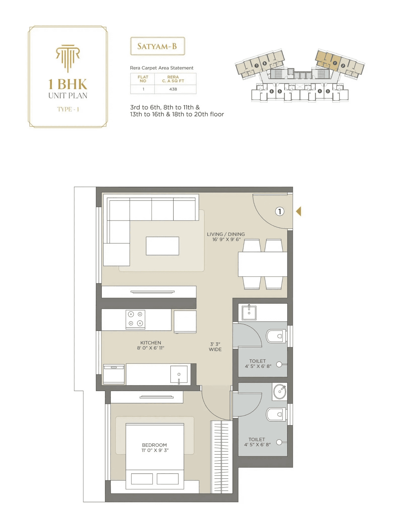 Unit plan - 438 sq.ft.